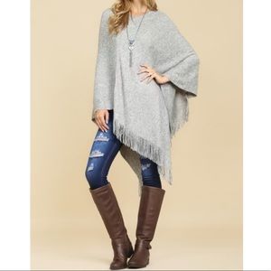 Super soft asymmetrical sweater poncho